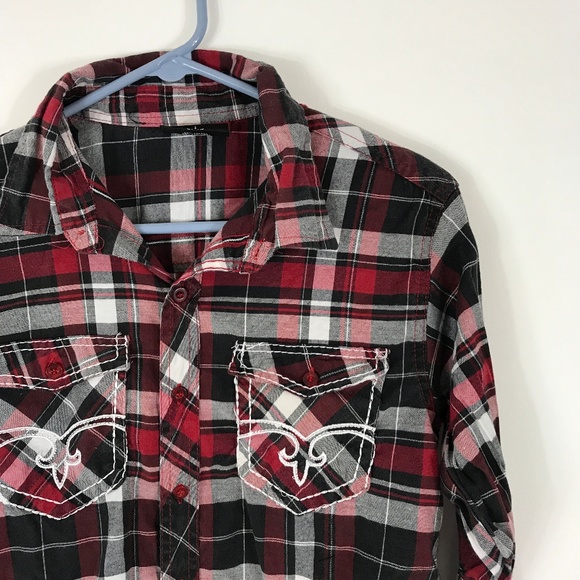 Red Ape Swagger Red & Black Plaid Button Down - Picture 3 of 4